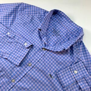 Vineyard Vines Performance Classic Fit Whale Shirt‎ Blue Lt Purple Gingham M